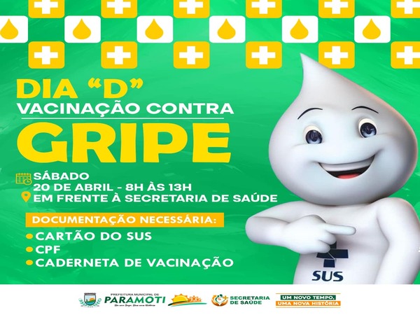 SÁBADO É DIA "D" DE VACINAÇÃO CONTRA A GRIPE